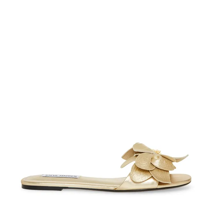 Womens Melena Gold Leather Steve Madden Sandals