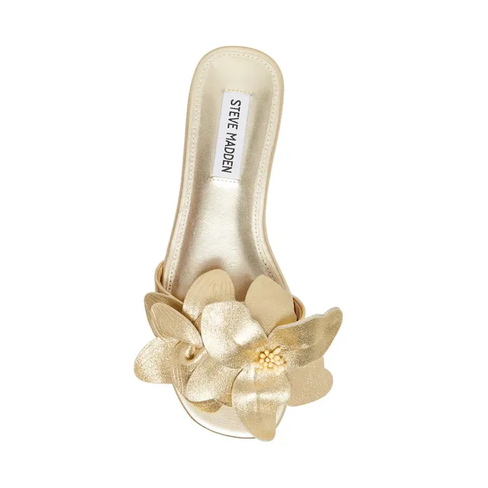 Womens Melena Gold Leather Steve Madden Sandals