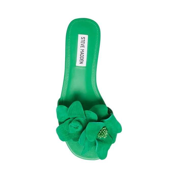Womens Melena Green Suede Steve Madden Sandals