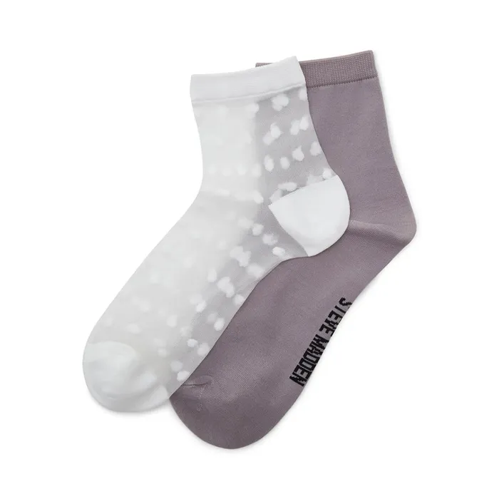 Womens Mesh Polka Dot Anklet Socks WhiteGrey Steve Madden Socks and Tights