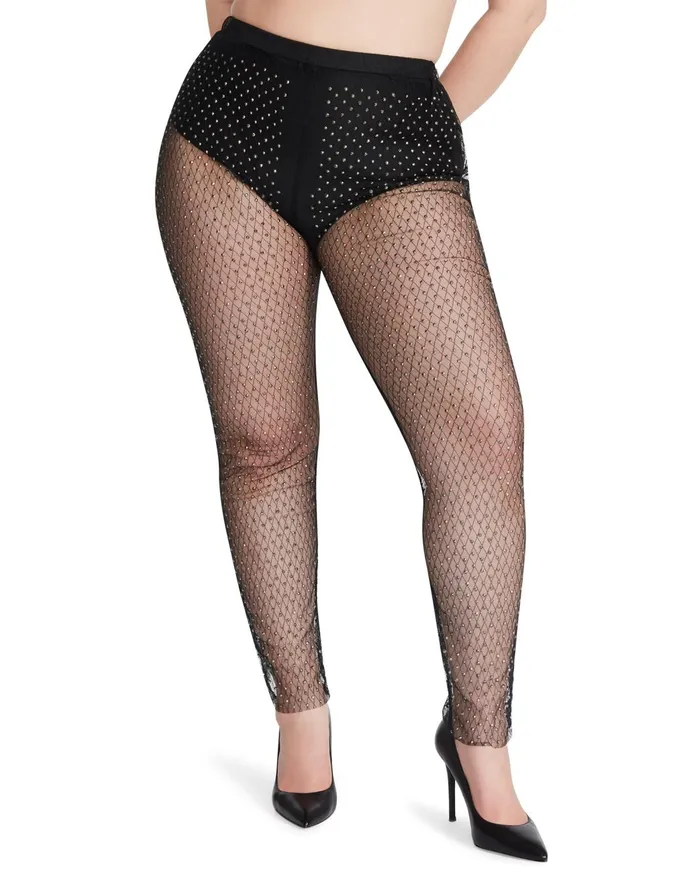 Womens Mesh Rhinestone Pants Black Steve Madden Bottoms