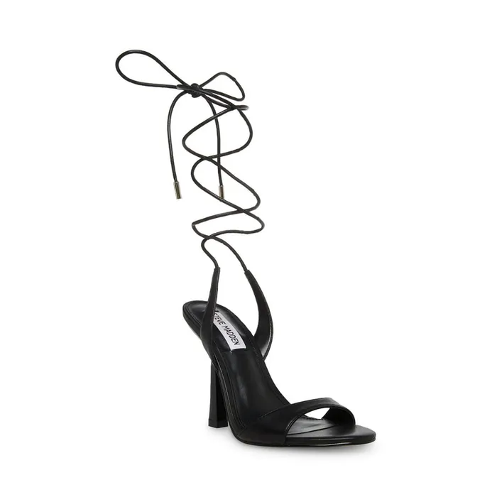 Womens Michelle Black Leather Steve Madden Heels