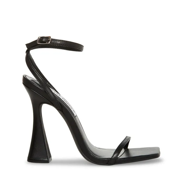 Womens Midnight Black Leather Steve Madden Heels