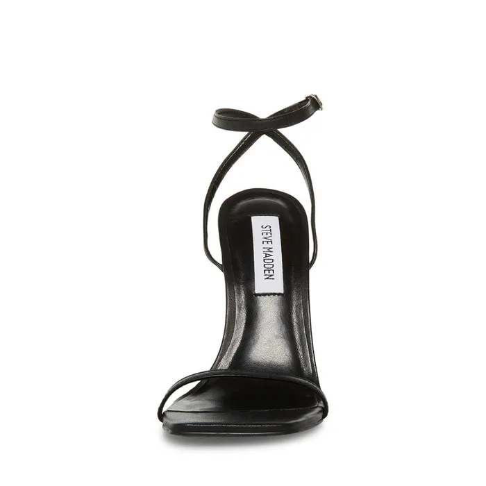 Womens Midnight Black Leather Steve Madden Heels