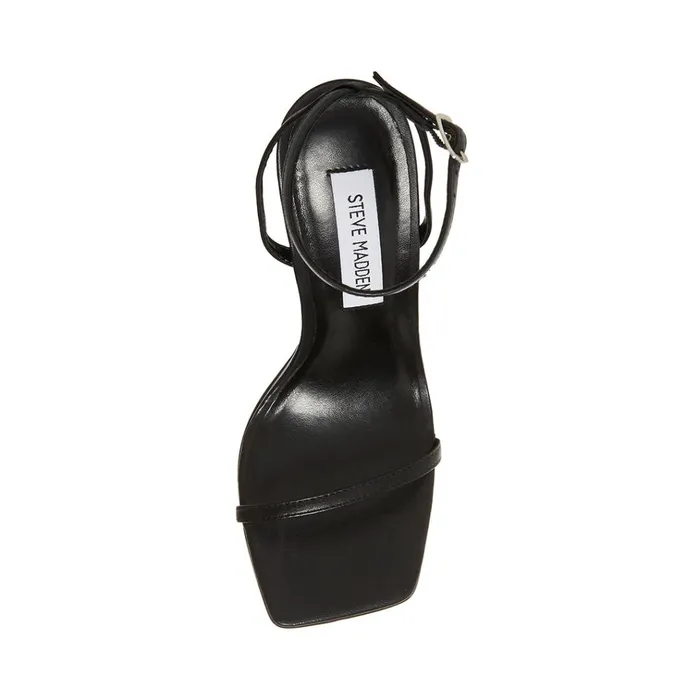 Womens Midnight Black Leather Steve Madden Heels