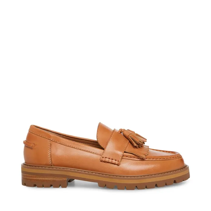 Womens Minka Tan Leather Steve Madden Loafers and Flats