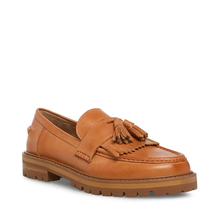 Womens Minka Tan Leather Steve Madden Loafers and Flats