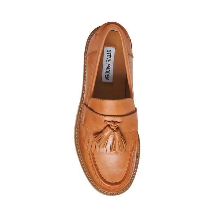 Womens Minka Tan Leather Steve Madden Loafers and Flats