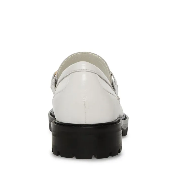 Womens Mistor White Leather Steve Madden Loafers and Flats