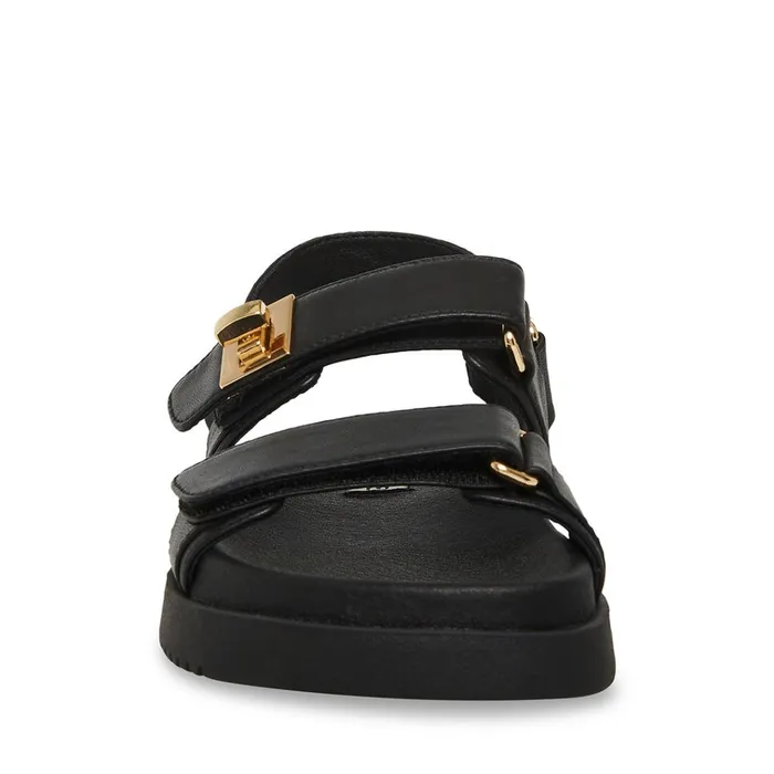 Womens Mona Black Leather Steve Madden Sandals