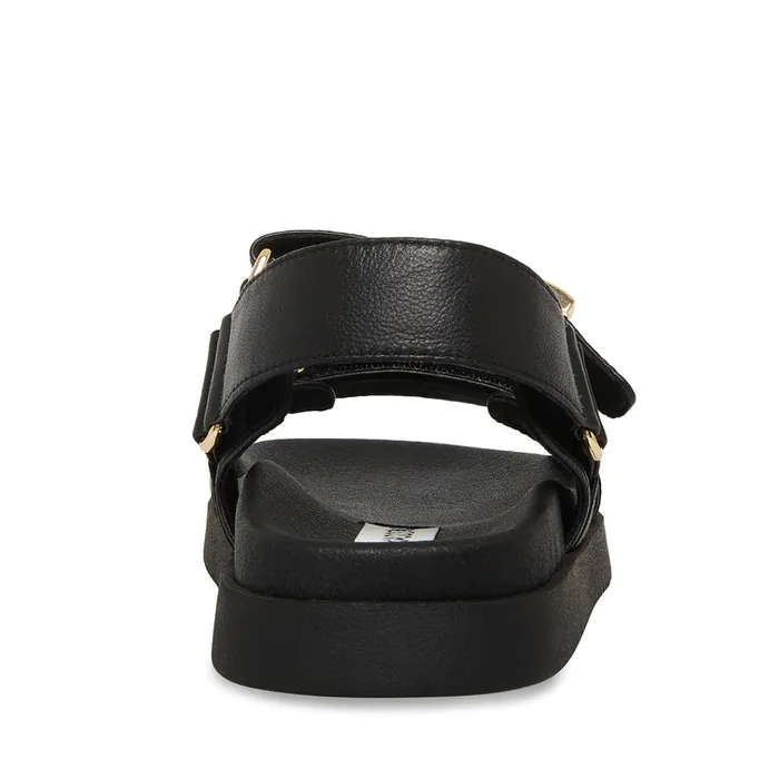 Womens Mona Black Leather Steve Madden Sandals