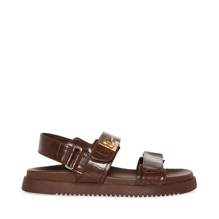 Womens Mona Brown Crocodile Steve Madden Sandals
