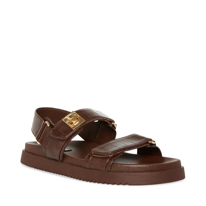 Womens Mona Brown Crocodile Steve Madden Sandals