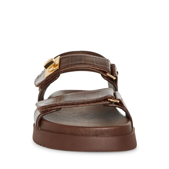 Womens Mona Brown Crocodile Steve Madden Sandals