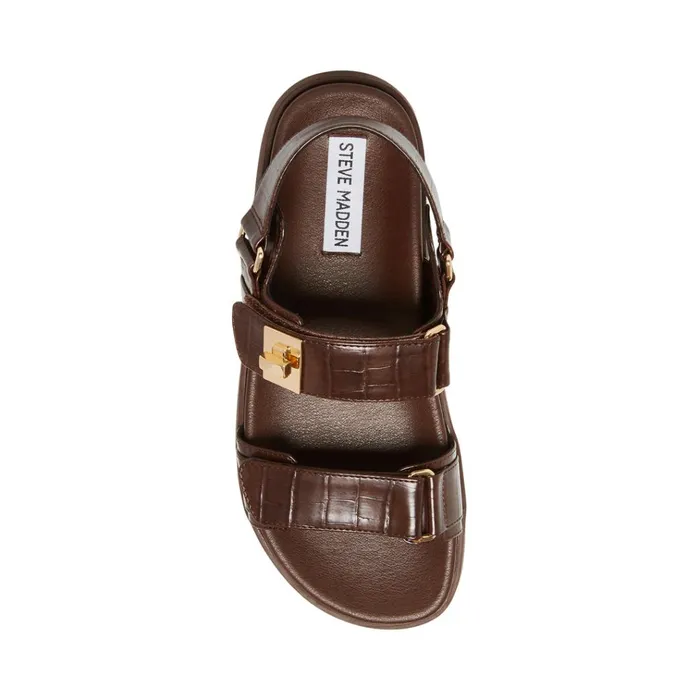 Womens Mona Brown Crocodile Steve Madden Sandals