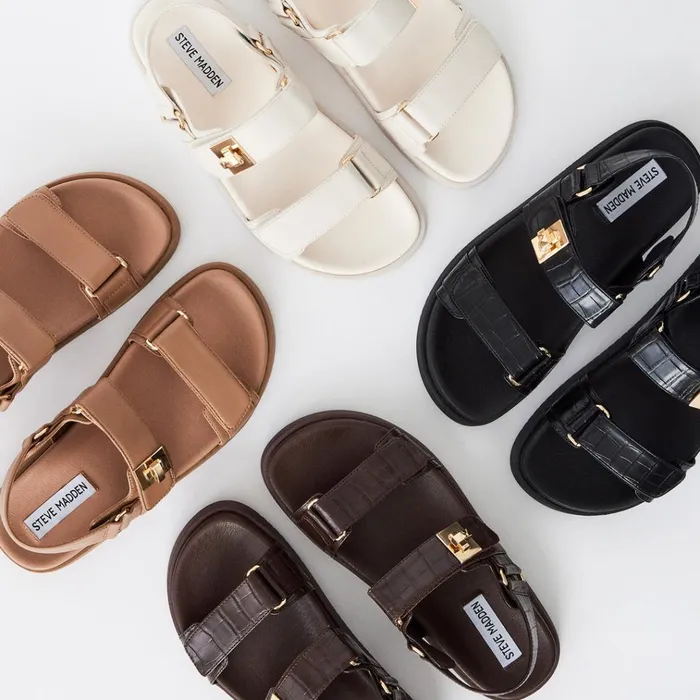 Womens Mona Brown Crocodile Steve Madden Sandals