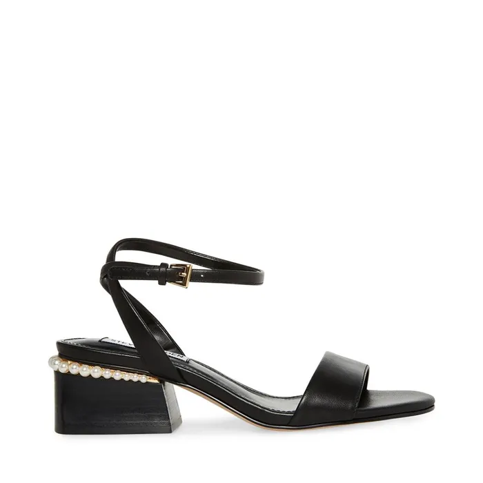 Womens Nora Black Leather Steve Madden Sandals