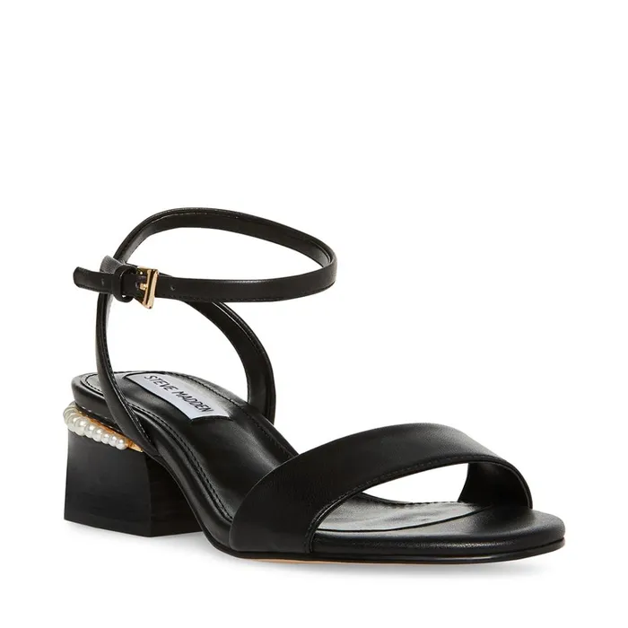 Womens Nora Black Leather Steve Madden Sandals