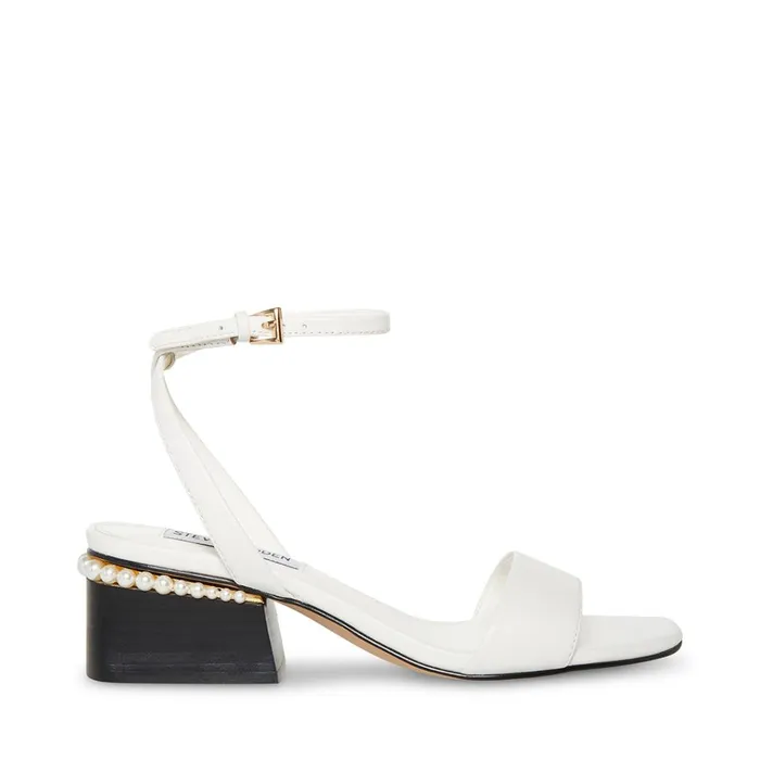 Womens Nora White Leather Steve Madden Sandals