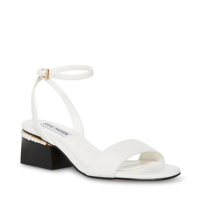 Womens Nora White Leather Steve Madden Sandals