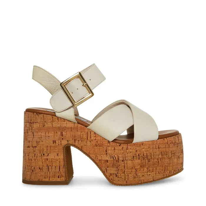 Womens Palmer White Leather Steve Madden Sandals