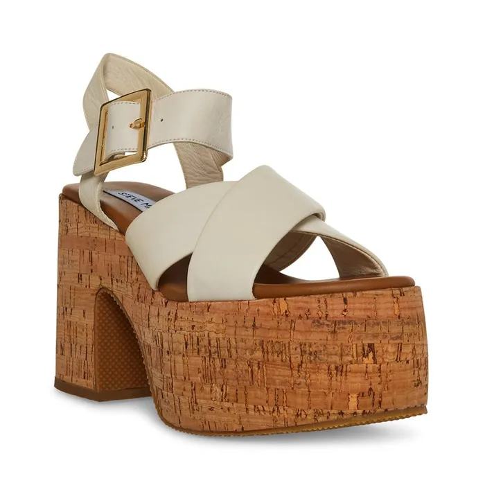 Womens Palmer White Leather Steve Madden Sandals