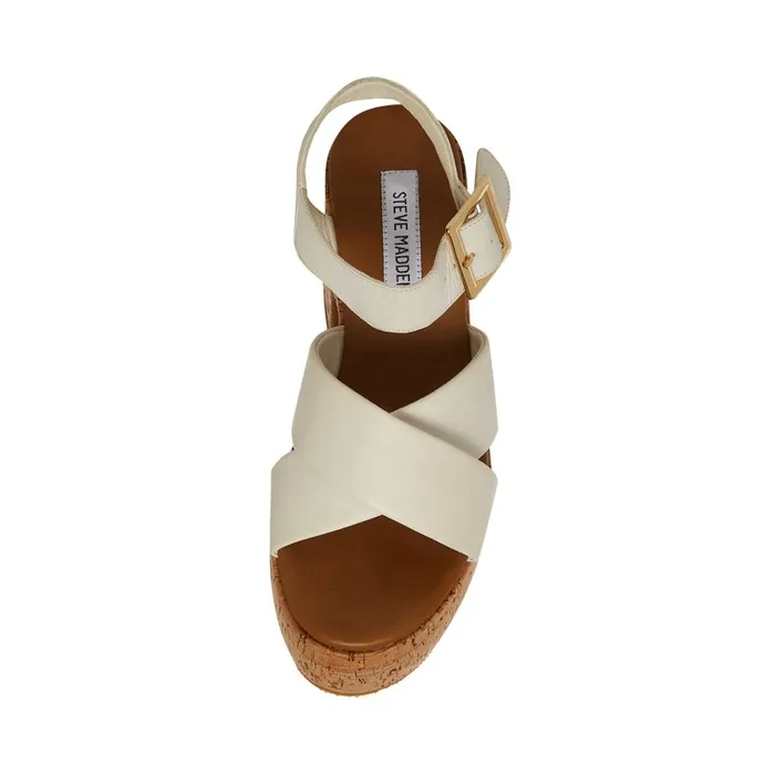 Womens Palmer White Leather Steve Madden Sandals