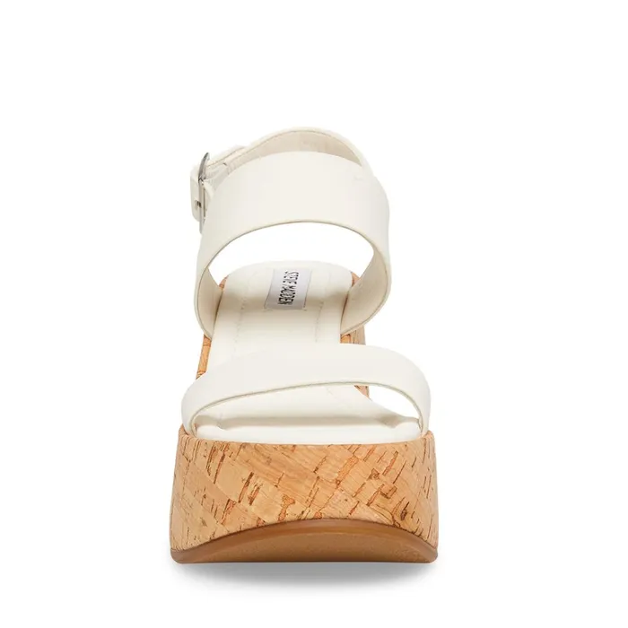 Womens Pam White Leather Steve Madden Sandals