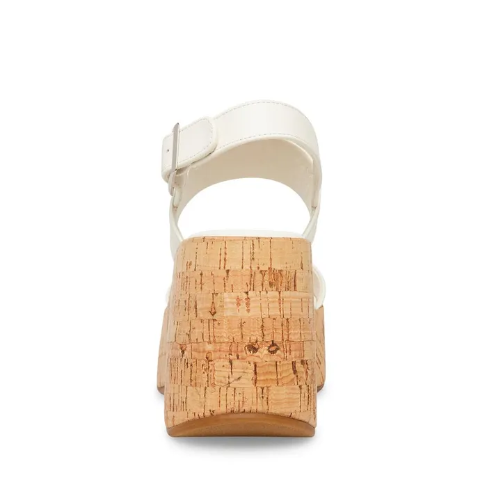 Womens Pam White Leather Steve Madden Sandals