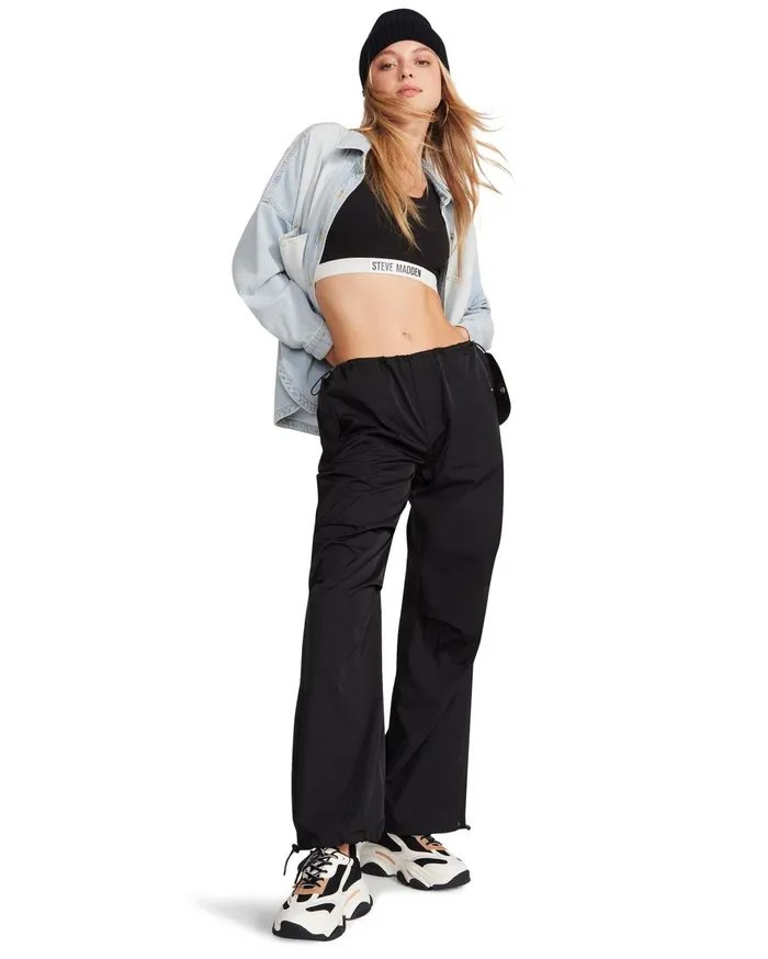 Womens Pia Parachute Pant Black Steve Madden Bottoms