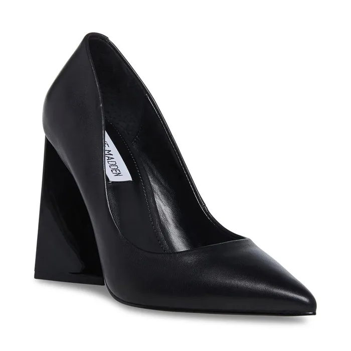 Womens Pickee Black Leather Steve Madden Heels Womens Pickee Black Leather Steve Madden Heels