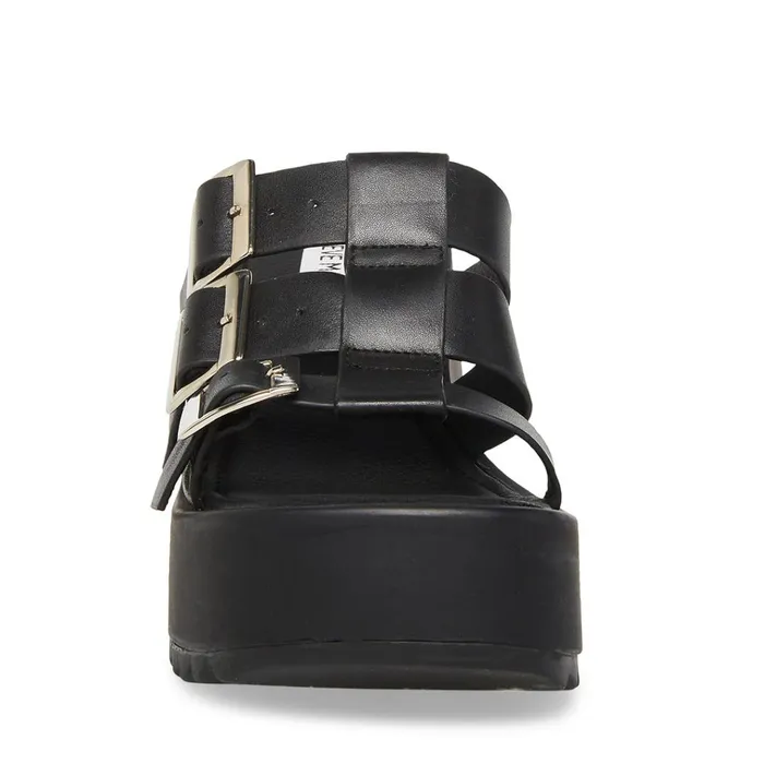 Womens Pierce Black Leather Steve Madden Sandals