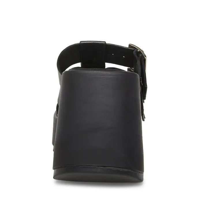 Womens Pierce Black Leather Steve Madden Sandals