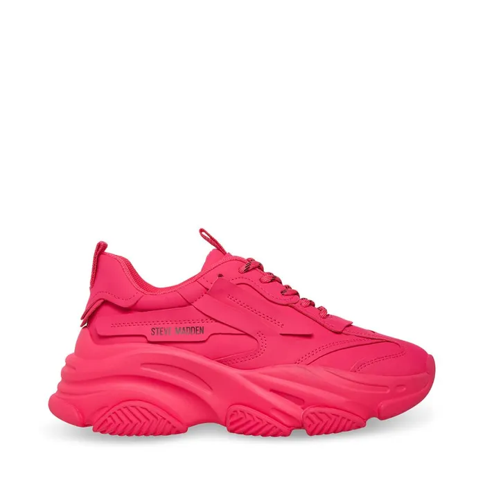 Womens Possession Pink Neon Steve Madden Sneakers