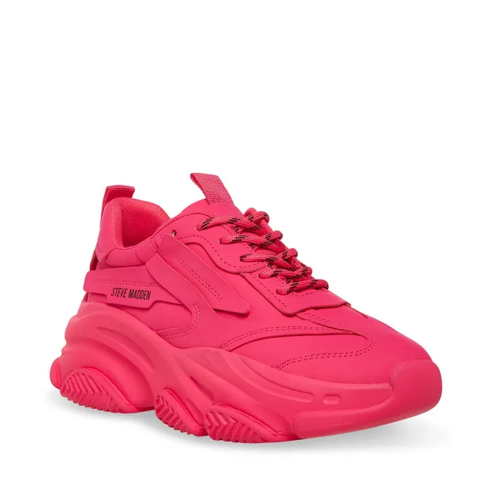 Womens Possession Pink Neon Steve Madden Sneakers
