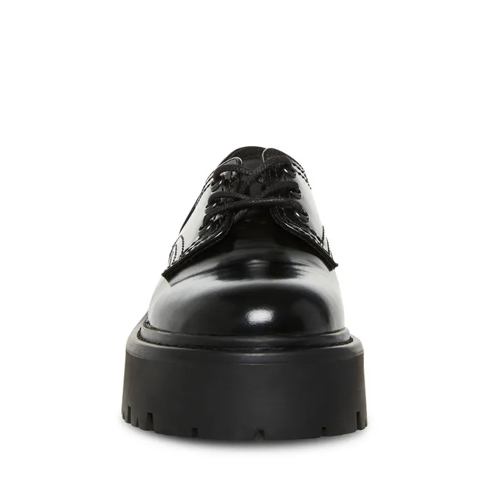 Womens Raelynn Black Leather Steve Madden Loafers and Flats