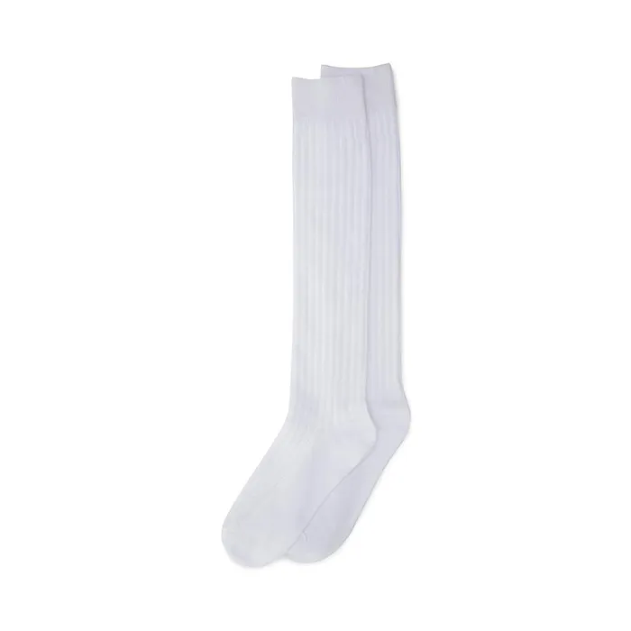 Womens Ribbed Knee High Socks White Steve Madden Socks and Tights