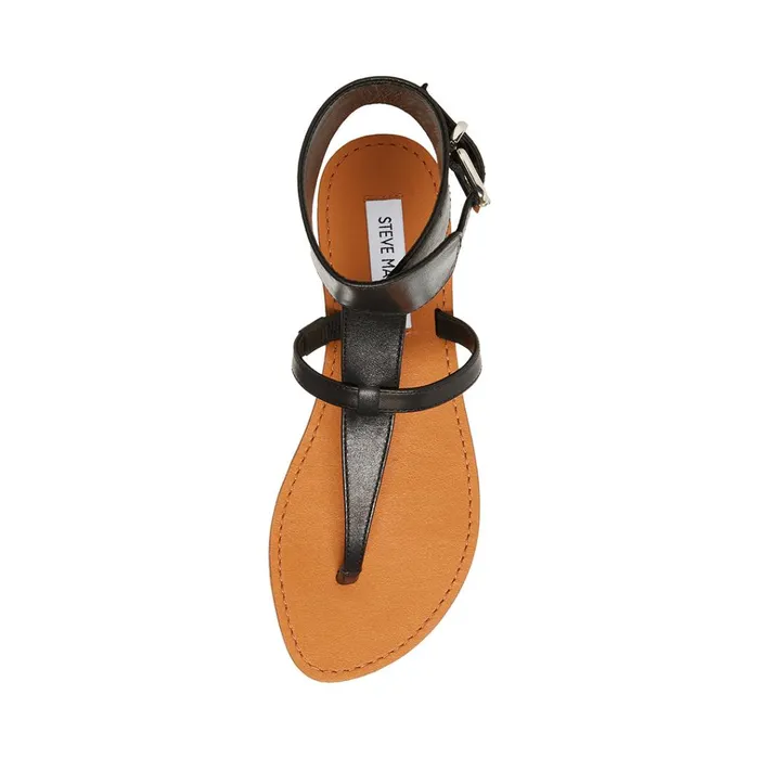 Womens Rico Black Leather Steve Madden Sandals