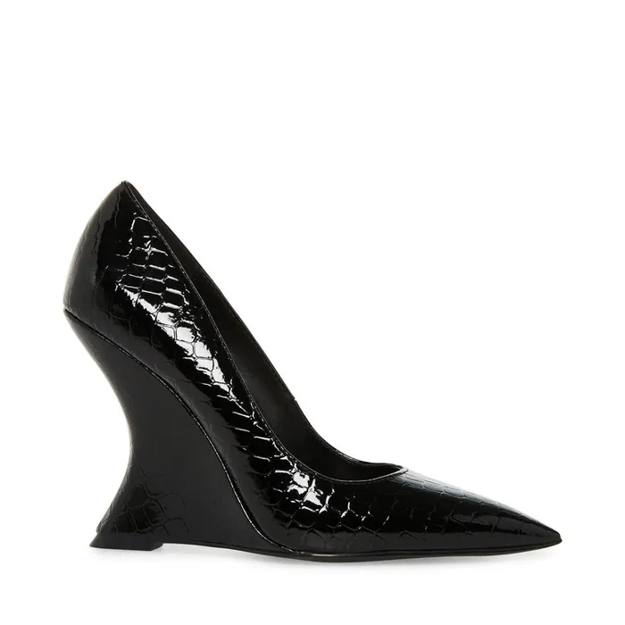 Womens Rival Black Crocodile Steve Madden Heels