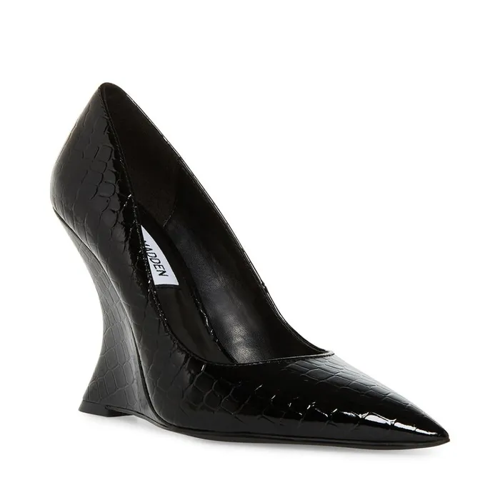 Womens Rival Black Crocodile Steve Madden Heels