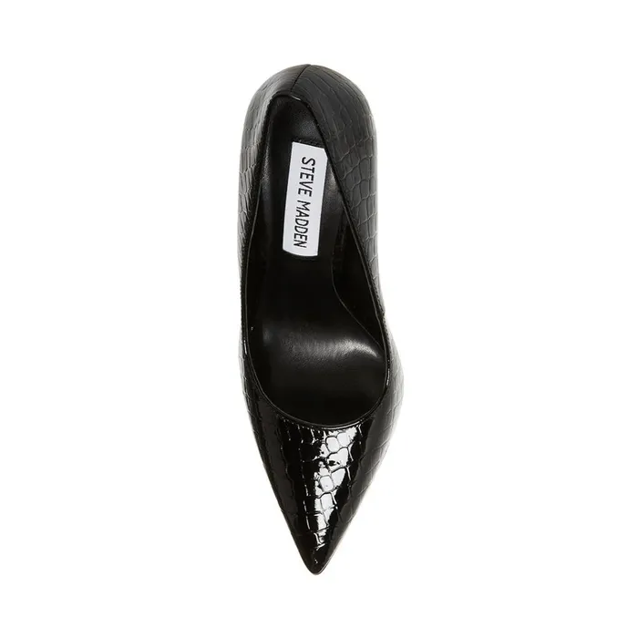 Womens Rival Black Crocodile Steve Madden Heels