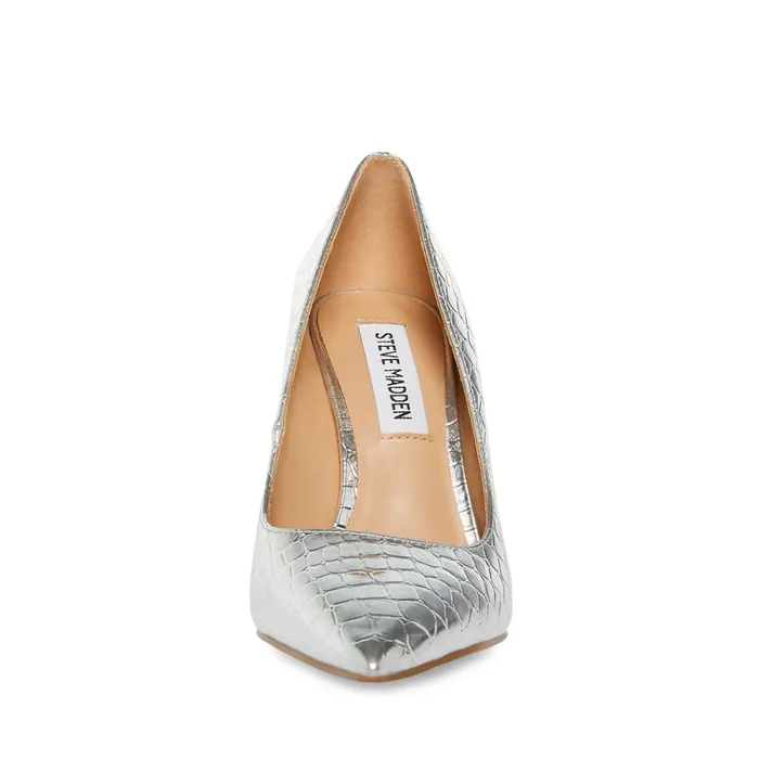 Womens Rival Silver Crocodile Steve Madden Heels