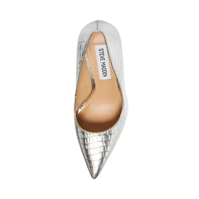 Womens Rival Silver Crocodile Steve Madden Heels