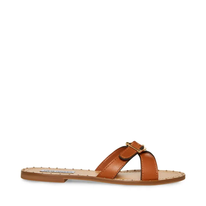Womens Rizz Cognac Leather Steve Madden Sandals
