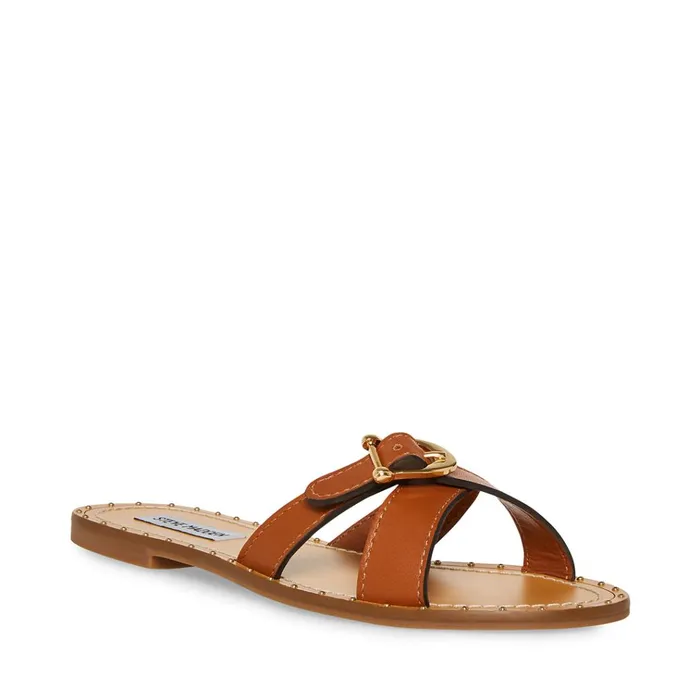 Womens Rizz Cognac Leather Steve Madden Sandals