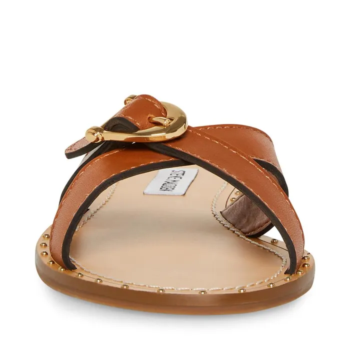 Womens Rizz Cognac Leather Steve Madden Sandals