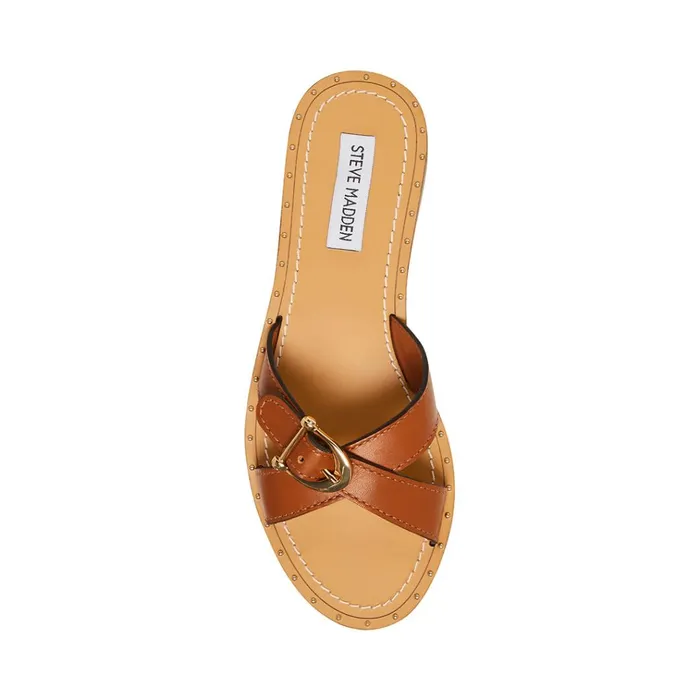 Womens Rizz Cognac Leather Steve Madden Sandals