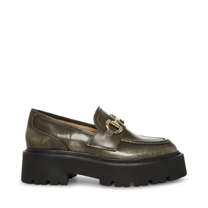 Womens Roux Grey Distressed Steve Madden Loafers and Flats
