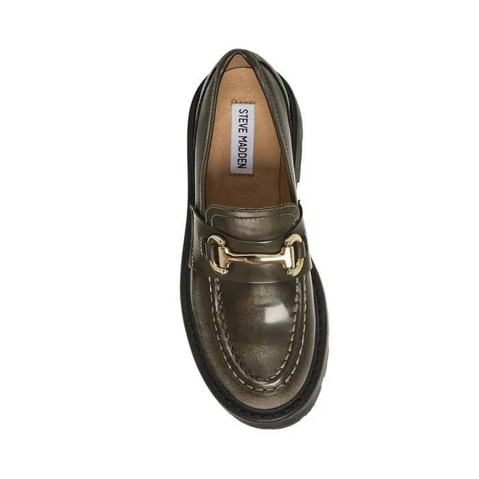 Womens Roux Grey Distressed Steve Madden Loafers and Flats