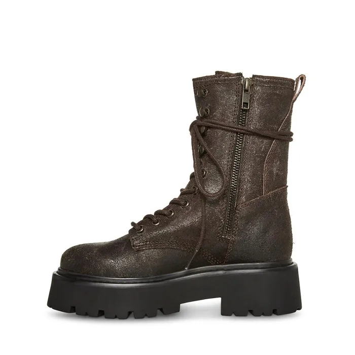 Womens Rowen Brown Leather Steve Madden Boots and Booties